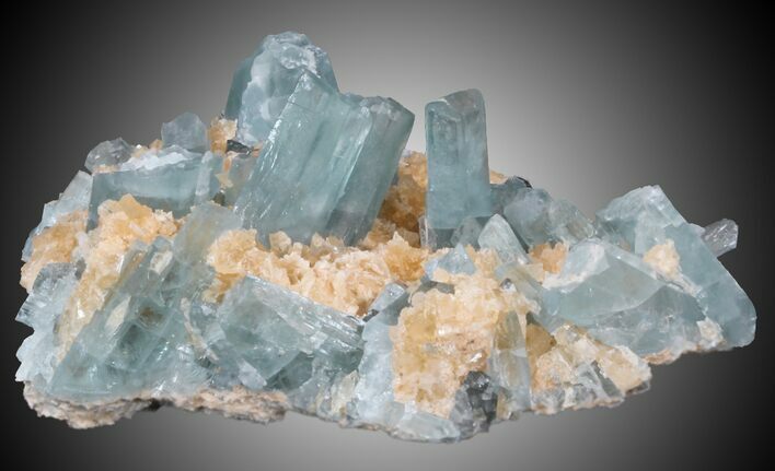 Blue Barite Crystals on Calcite - Stoneham, Colorado #33785